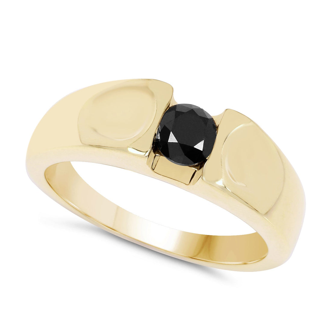 14K Yellow Gold Plated 0.25 Carat Genuine Black Diamond .925 Sterling Silver Ring by Bids.com
