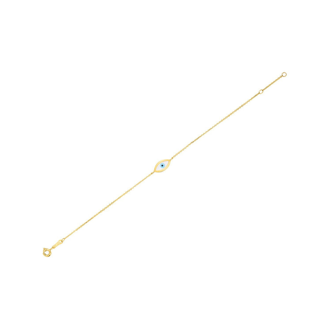 14k Yellow Gold MOP Evil Eye Bracelet (1.00 mm) by Bids.com