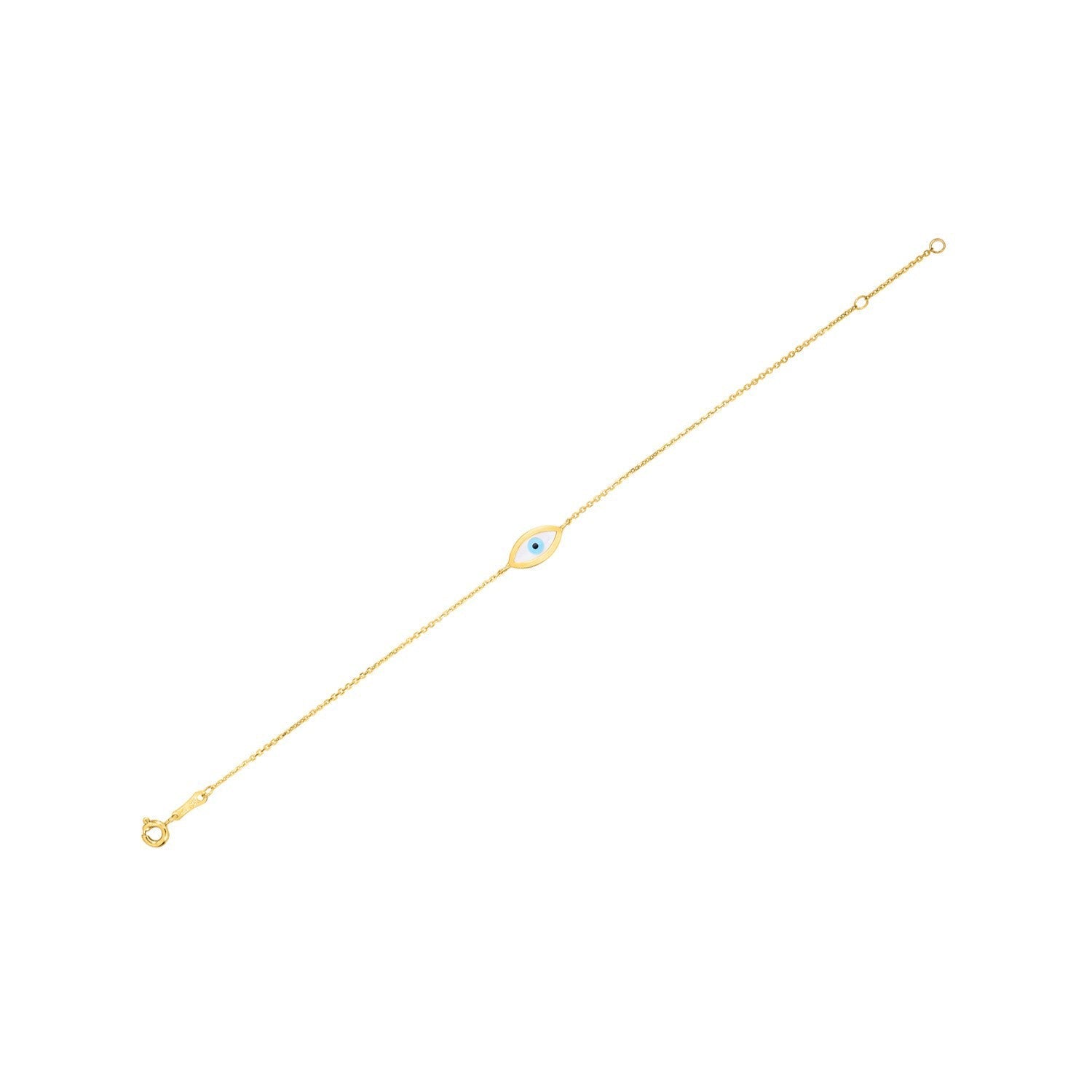 14k Yellow Gold MOP Evil Eye Bracelet (1.00 mm) by Bids.com