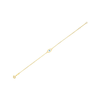 14k Yellow Gold MOP Evil Eye Bracelet (1.00 mm) by Bids.com