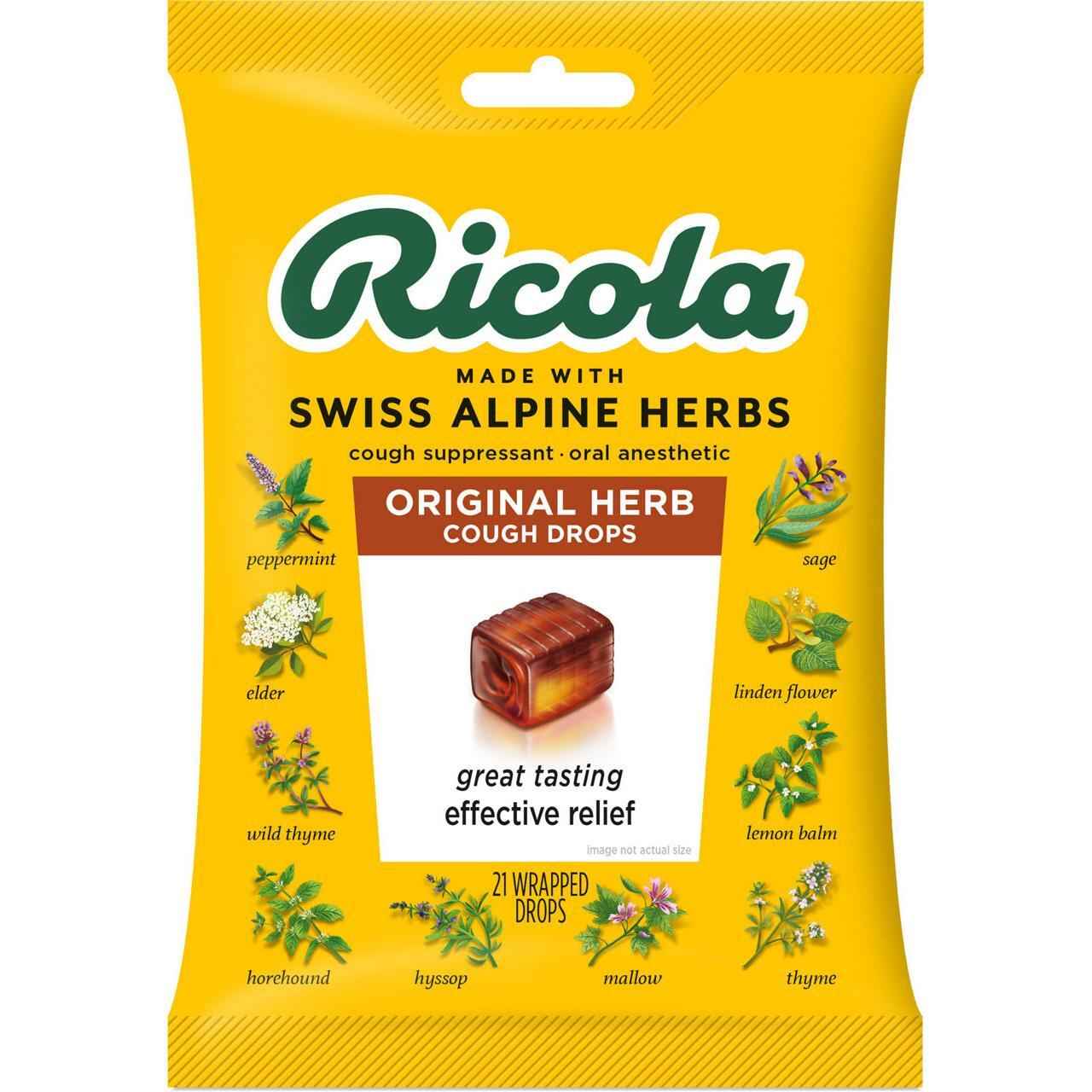 Ricola Original Natural Herb Cough Drops Bag Lozenges 21