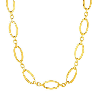 14k Yellow Gold Necklace with Polished Oval Links by Bids.com