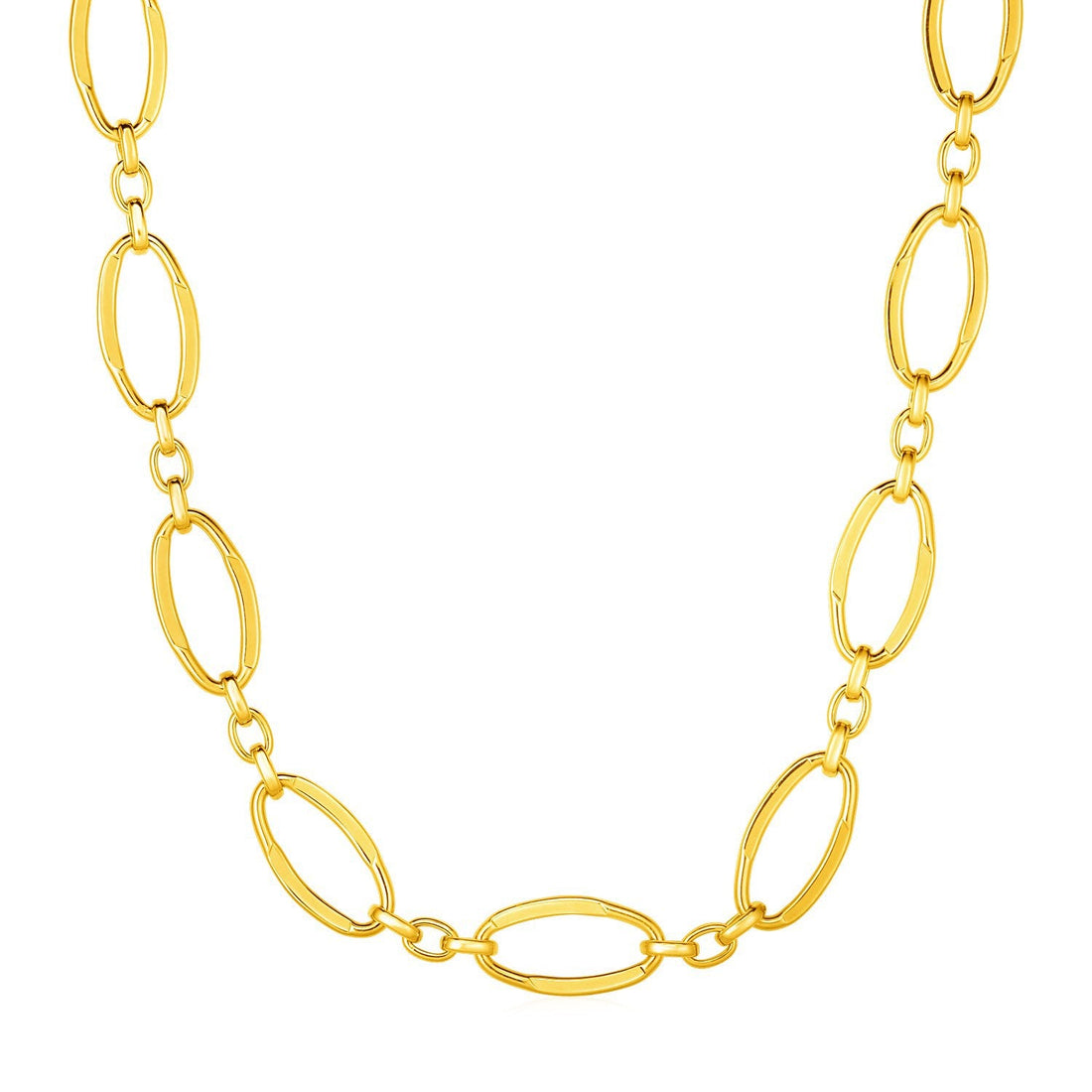 14k Yellow Gold Necklace with Polished Oval Links by Bids.com