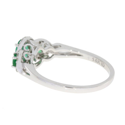Natural .84ct Emerald Diamond Ring 14KT White Gold by Bids.com