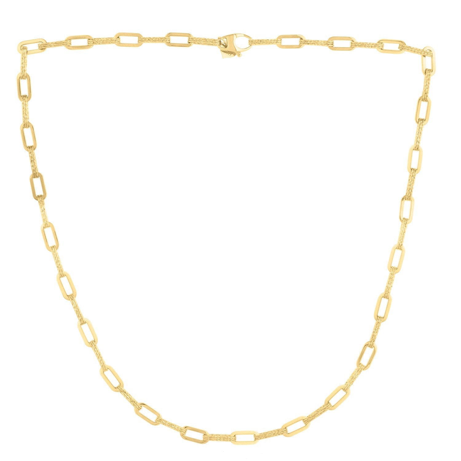 14k Yellow Gold Diamante Paperclip Chain Necklace (4.00 mm) by Bids.com