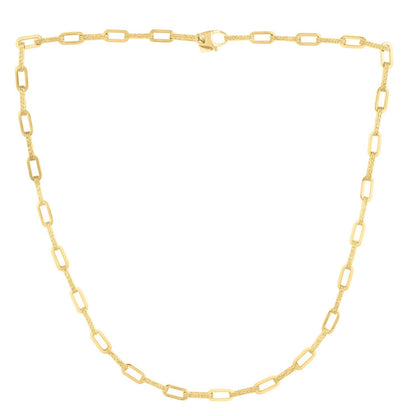 14k Yellow Gold Diamante Paperclip Chain Necklace (4.00 mm) by Bids.com