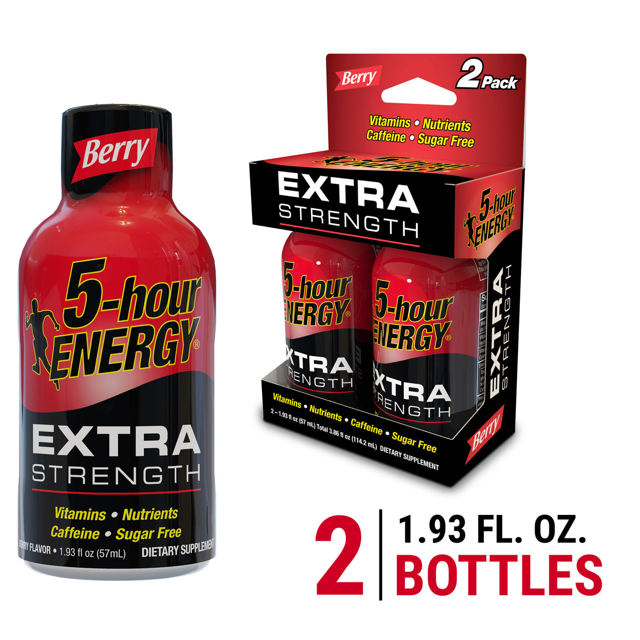 5-Hour Energy 2 Pack Extra Strength Berry Shot 2 1.93 Fl Oz Cans by Pasteur Pharmacy