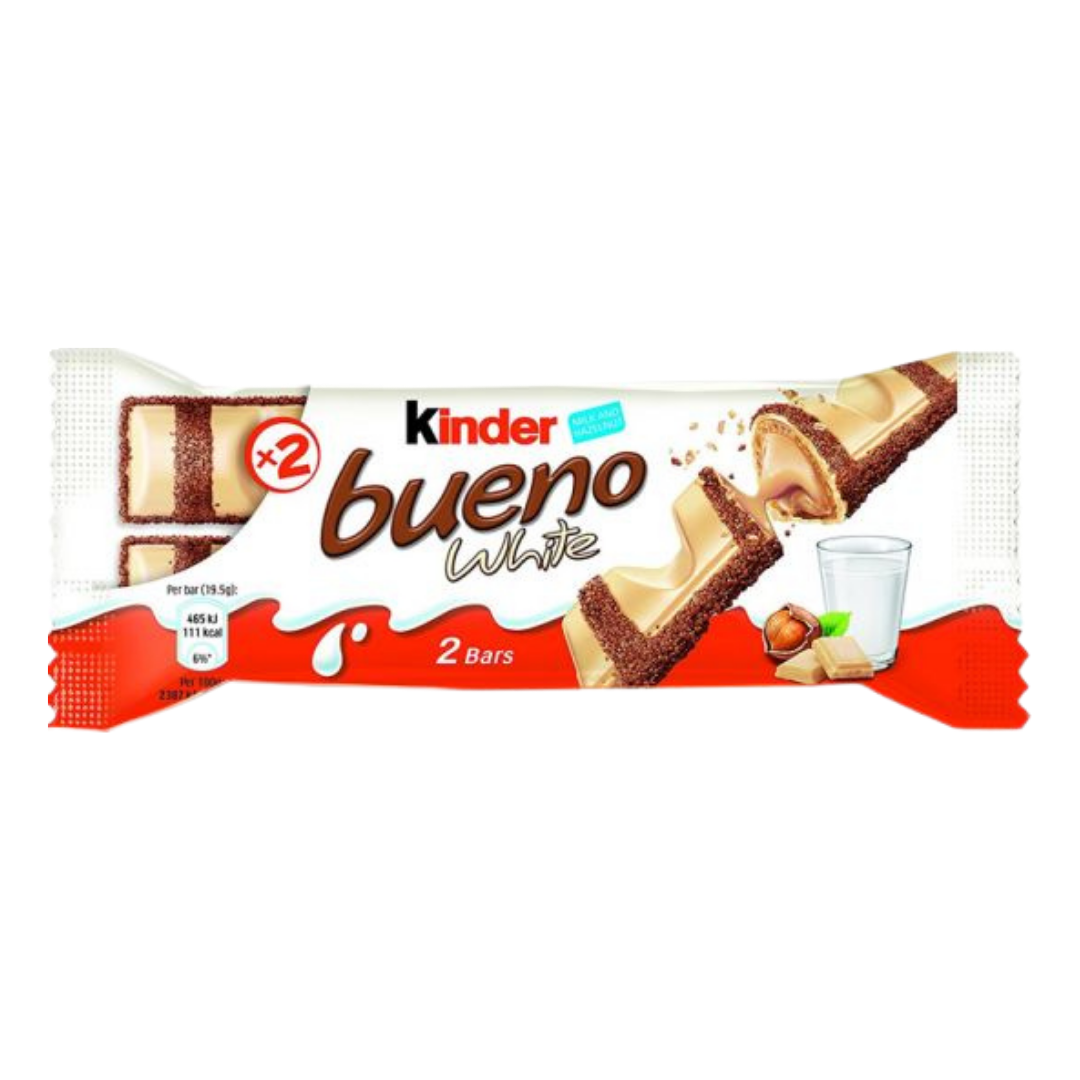 Kinder Bueno White Chocolate Covered Wafer Bars (2 pack) by Farmacias Savia