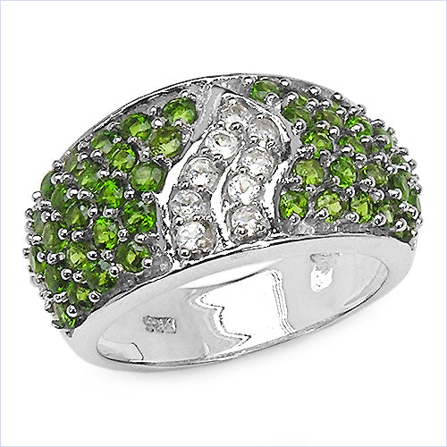 2.44 Carat Genuine Chrome Diopside &amp; White Topaz .925 Sterling Silver Ring by Bids.com