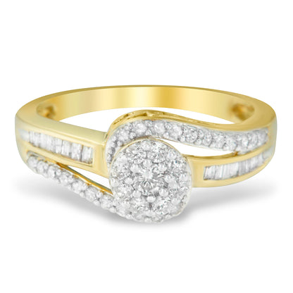 10K Yellow Gold Diamond Cluster Ring (1/2 Cttw, I-J Color, I2-I3 Clarity) - Size 6 by Bids.com
