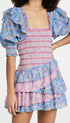 Early Spring Women Clothing Square Collar Ruffled Design Printed Dress for Women Smocked Patchwork Macthing by Ragazza