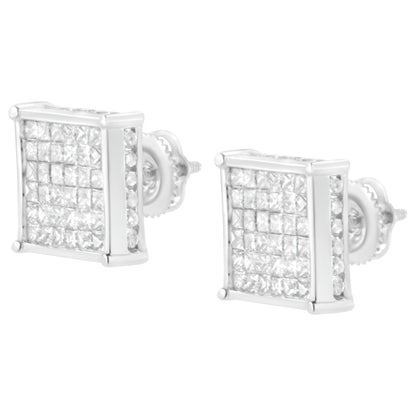 10K White Gold 2ct TDW Princess-Cut Composite Diamond Stud Earring (I-J ,I2-I3) by Bids.com