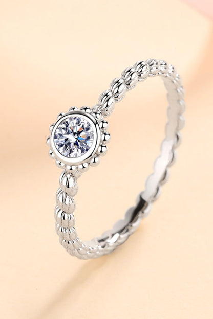 Brilliant Round Cut Sparkala™ Rhodium-Plated Beaded Ring by Sparkala