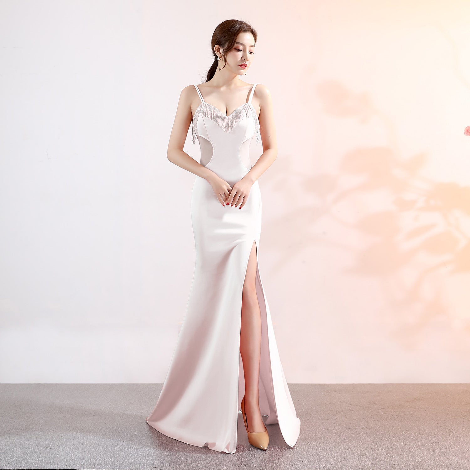 Sling Deep V Plunge Evening Party Dress Long Sexy Slim Fit Slit Nightclub Performance Socialite Evening Dress by Ragazza