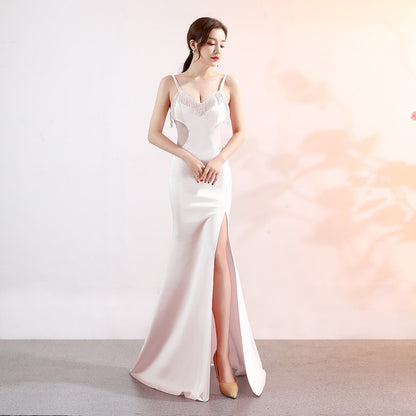 Sling Deep V Plunge Evening Party Dress Long Sexy Slim Fit Slit Nightclub Performance Socialite Evening Dress by Ragazza