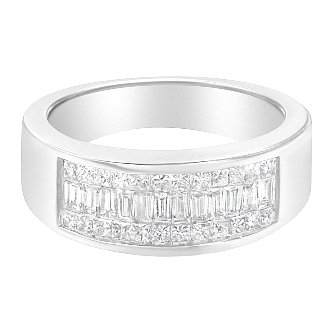 14K White Gold Princess and Baguette-cut Diamond Ring (1.0 Cttw, H-I Color, VS2-SI1 Clarity) - Size 6 by Bids.com