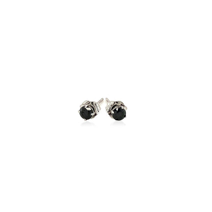 14k White Gold Black 3mm Faceted Cubic Zirconia Stud Earrings  DestGlow