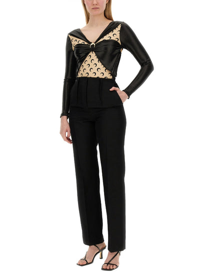 Marine Serre Women Draped Bodysuit by Luosophy