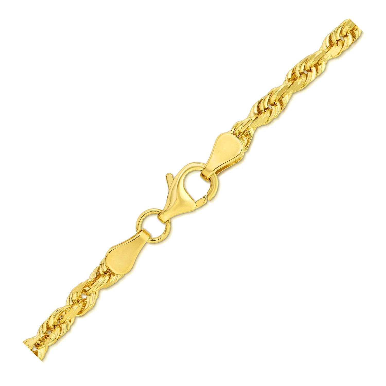 4.0mm 10k Yellow Gold Solid Diamond Cut Rope Bracelet by Bids.com
