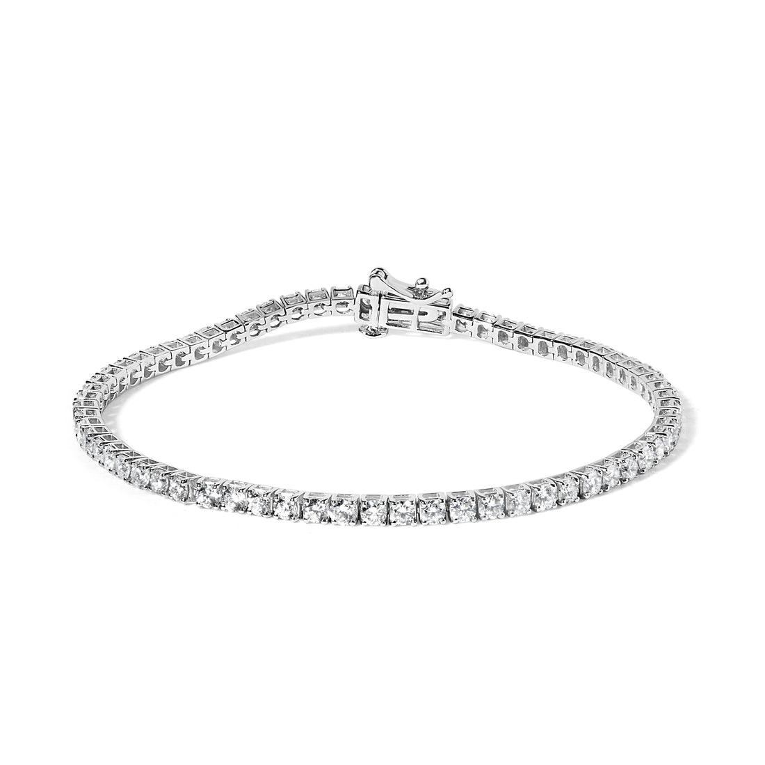 14K White Gold 4.0 Cttw Classic Lab-Grown Diamond Tennis Bracelet (F-G Color, VS2-SI1 Clarity) - 7" Inches  DestGlow