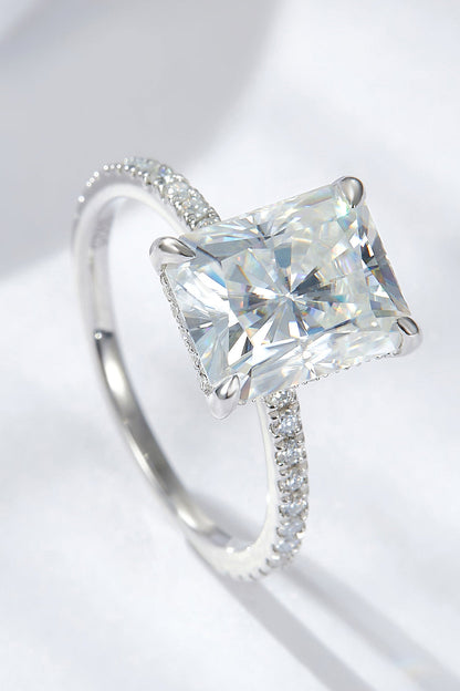 4 Carat Radiant-Cut Sparkala™ 4-Prong Side Stone Ring (Platinum Over Pure Sterling Silver) by Sparkala