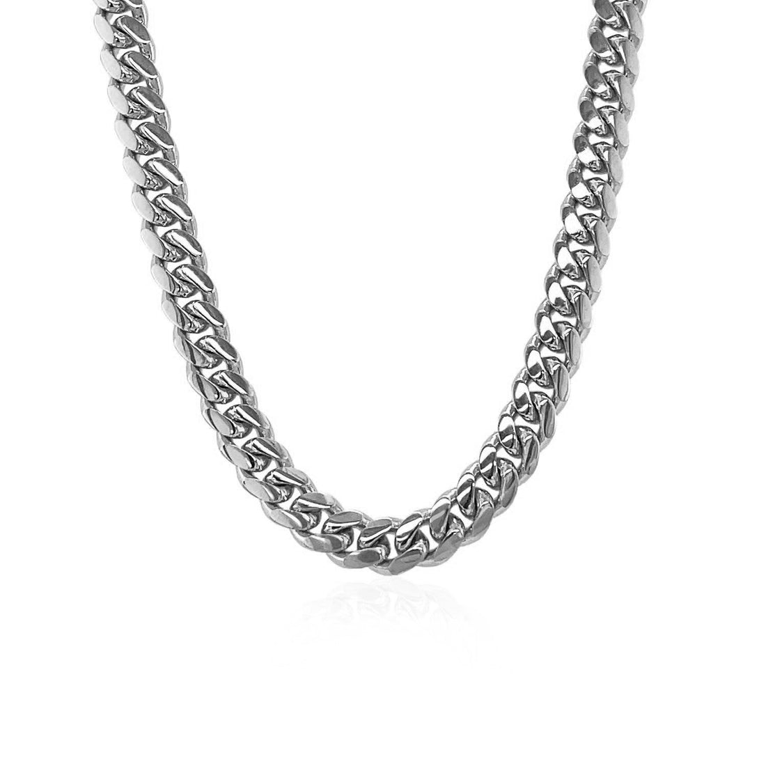 14k White Gold Classic Miami Cuban Solid Chain (5.00 mm)  DestGlow