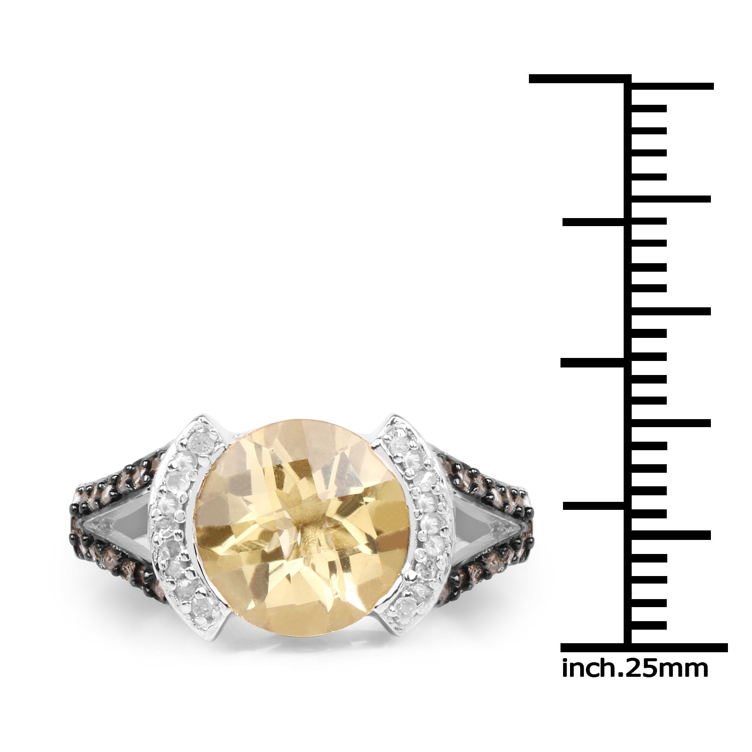 3.64 Carat Genuine Citrine, Champagne Diamond and White Diamond .925 Sterling Silver Ring by Bids.com