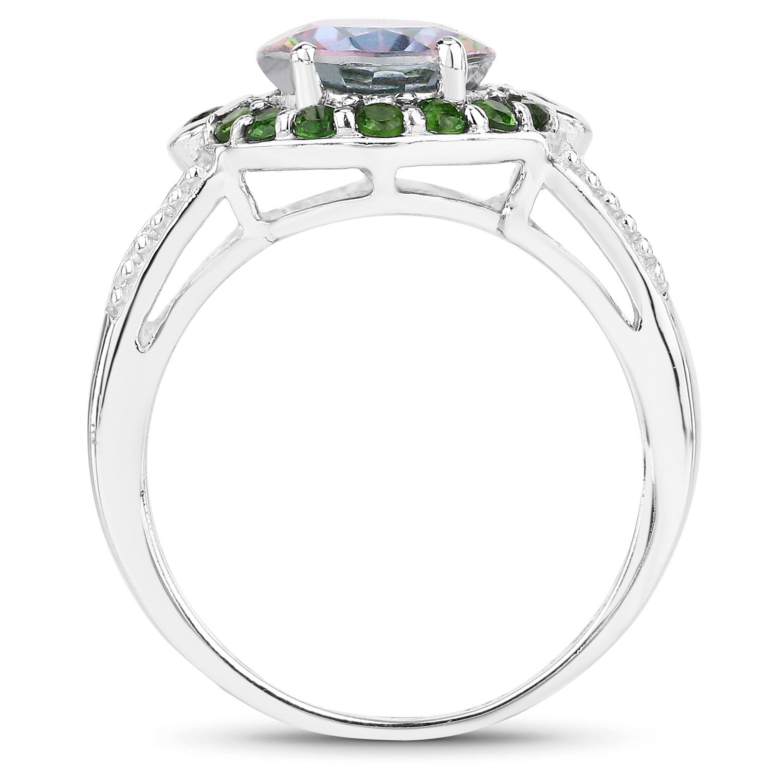 3.92 Carat Genuine Rainbow Quartz and Chrome Diopside .925 Sterling Silver Ring by Bids.com