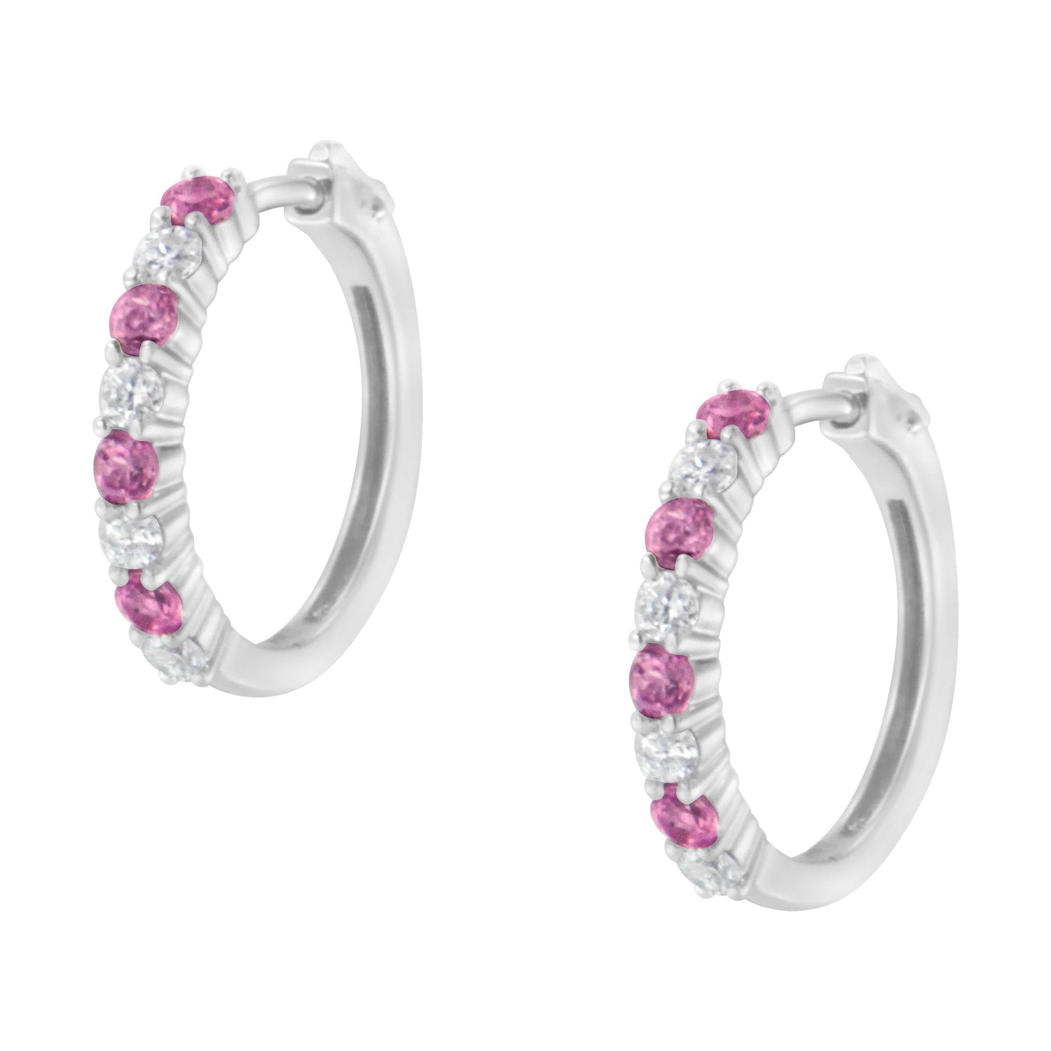 10K White Gold, Â½ Cttw Diamond, &amp; Â½ Cttw Lab-Grown Blue Sapphire Leverback Hoop Earrings (H-I Color, I1-I2 Clarity) by Bids.com