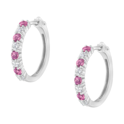 10K White Gold, Â½ Cttw Diamond, &amp; Â½ Cttw Lab-Grown Blue Sapphire Leverback Hoop Earrings (H-I Color, I1-I2 Clarity) by Bids.com