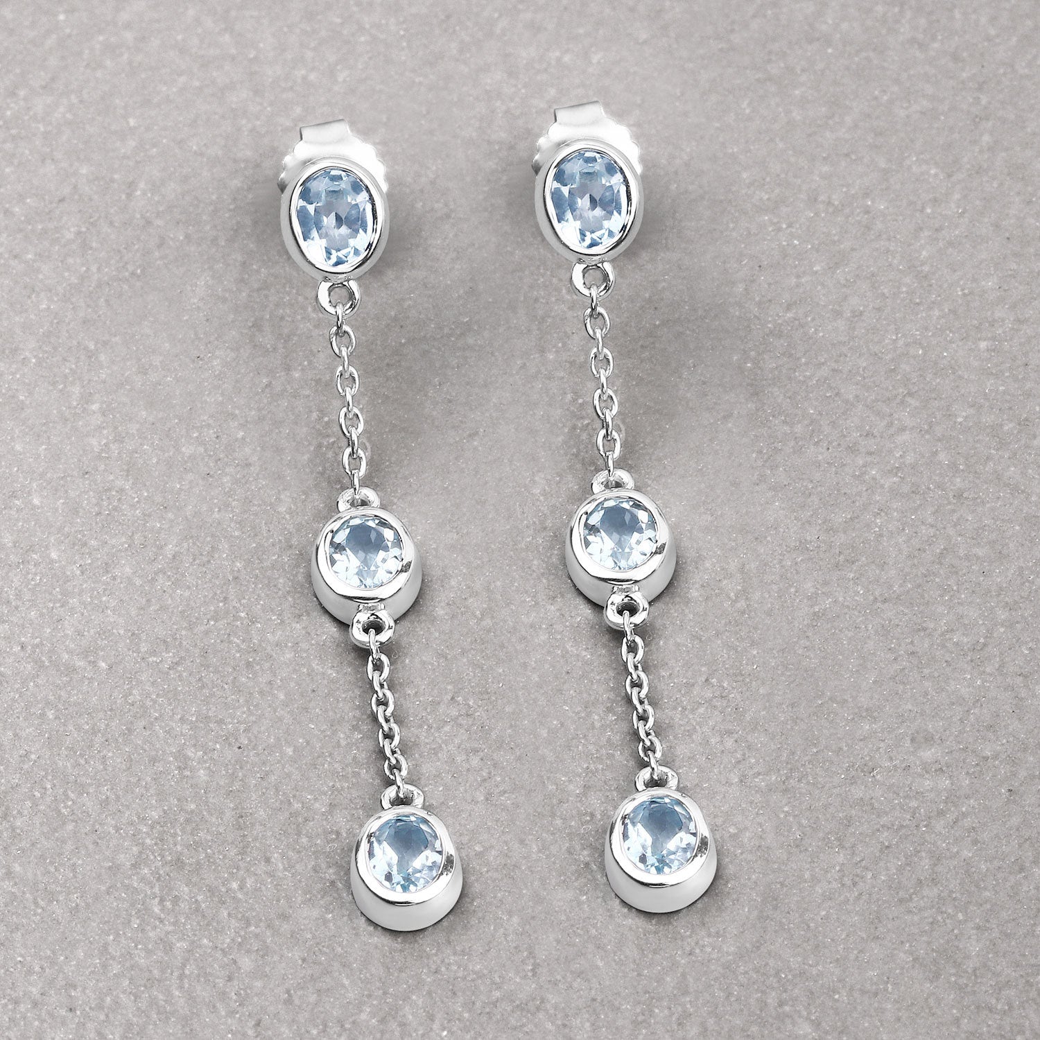 2.16 Carat Genuine Blue Topaz .925 Sterling Silver Earrings by Bids.com