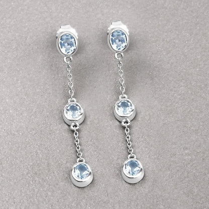 2.16 Carat Genuine Blue Topaz .925 Sterling Silver Earrings by Bids.com