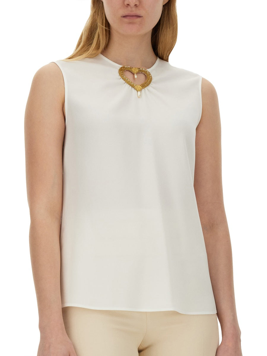 Moschino Women Blouse With Heart Applique by Luosophy