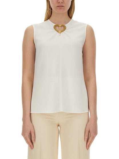 Moschino Women Blouse With Heart Applique by Luosophy