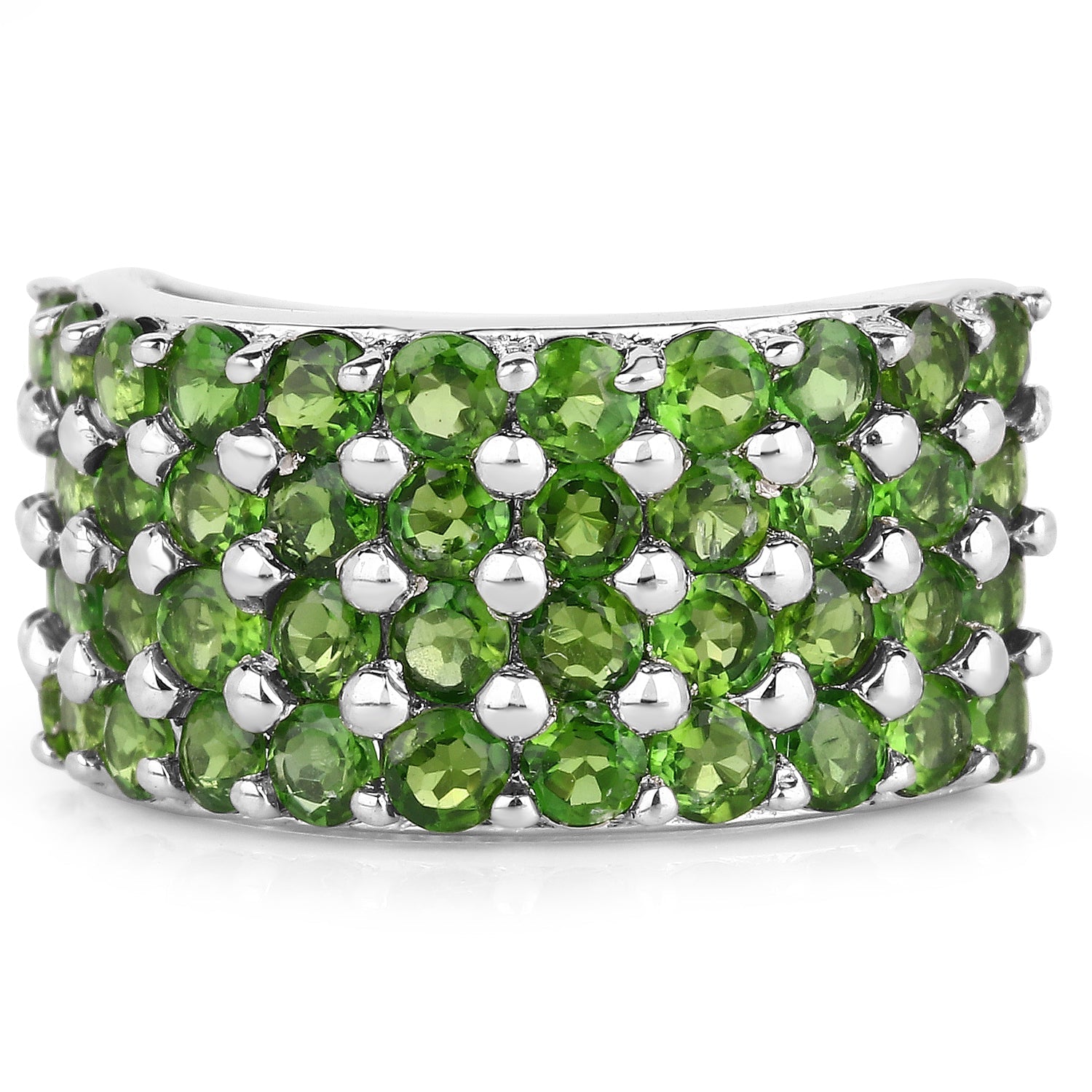 3.08 Carat Genuine Chrome Diopside .925 Sterling Silver Ring  DestGlow