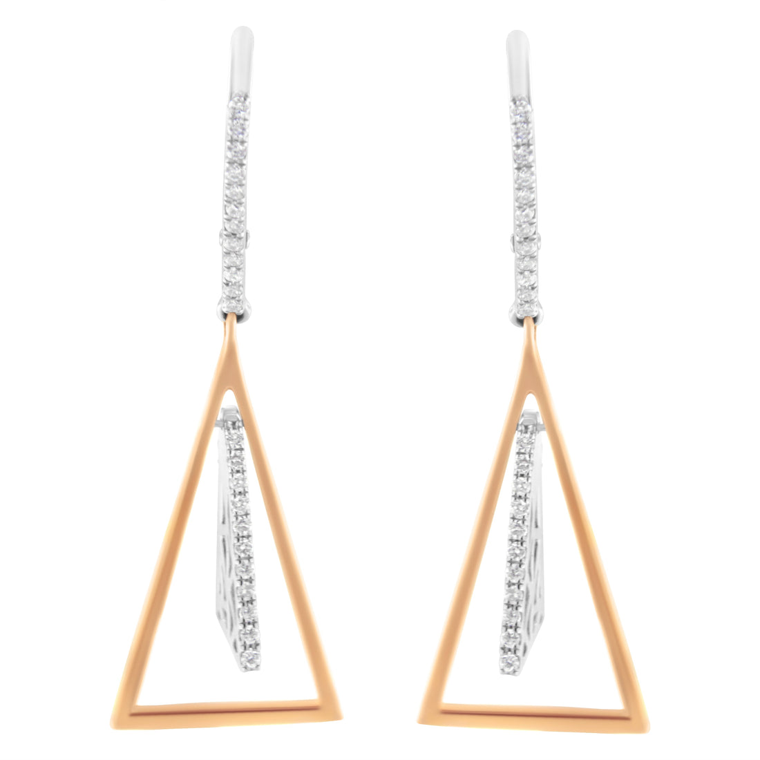 14K Rose and White Gold 3/8 Cttw Diamond Windchime Drop and Dangle Earring (G-H Color, SI1-SI2 Clarity) by Bids.com