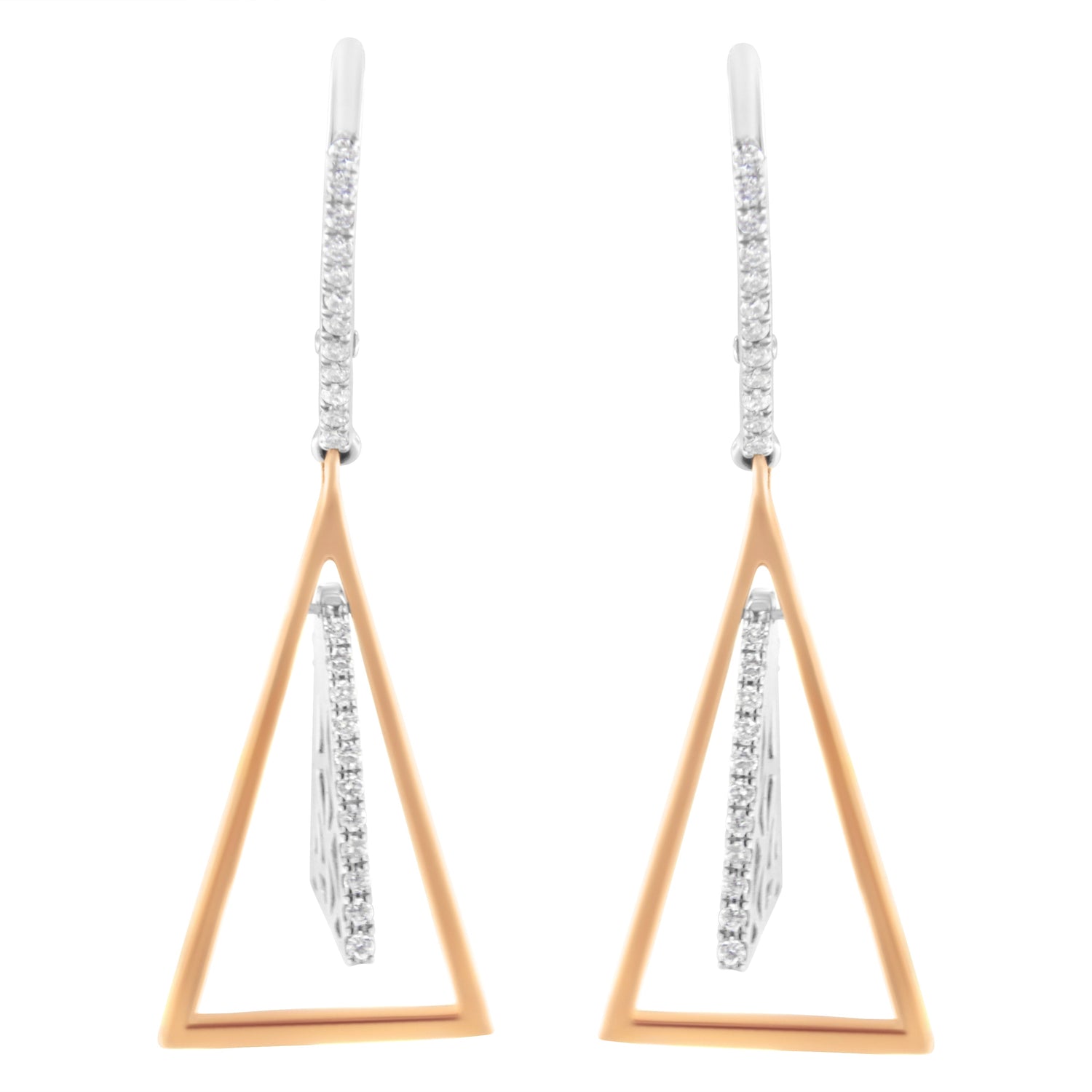 14K Rose and White Gold 3/8 Cttw Diamond Windchime Drop and Dangle Earring (G-H Color, SI1-SI2 Clarity) by Bids.com