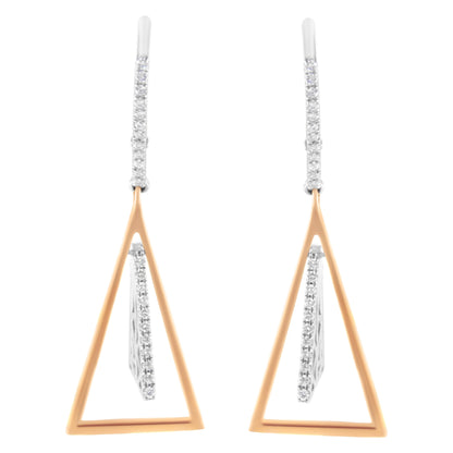 14K Rose and White Gold 3/8 Cttw Diamond Windchime Drop and Dangle Earring (G-H Color, SI1-SI2 Clarity) by Bids.com