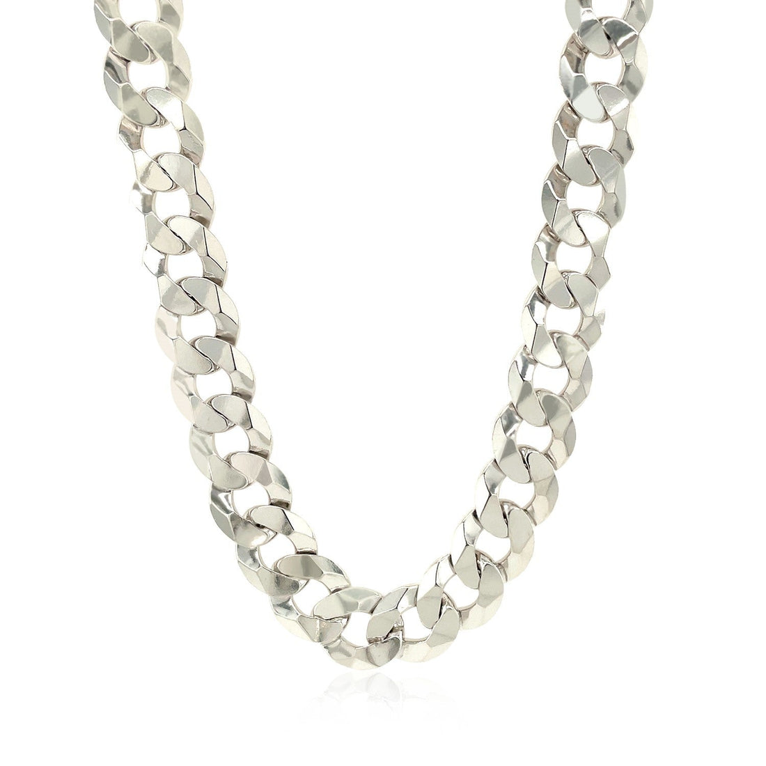 Rhodium Plated 9.5mm Sterling Silver Curb Style Chain by Bids.com