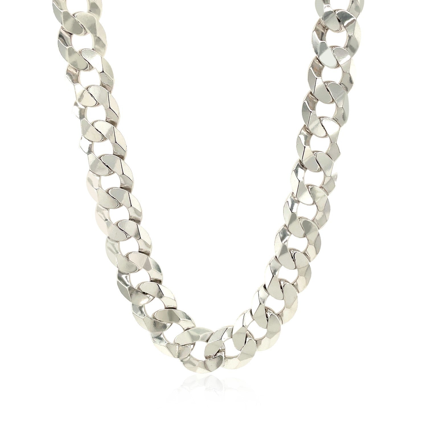 Rhodium Plated 9.5mm Sterling Silver Curb Style Chain by Bids.com
