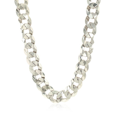 Rhodium Plated 9.5mm Sterling Silver Curb Style Chain by Bids.com