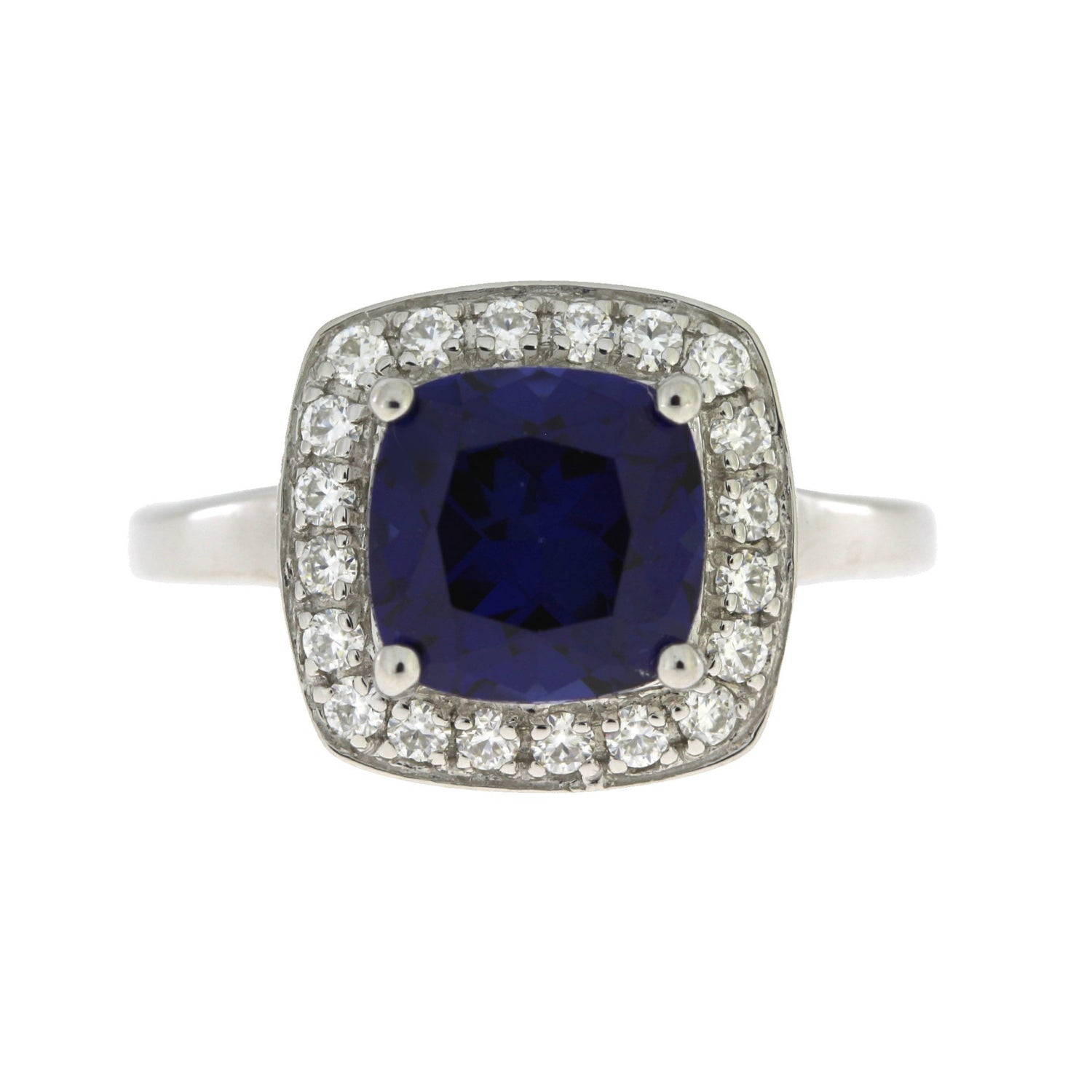 Created Sapphire Moissanite Ring Sterling Silver by Bids.com