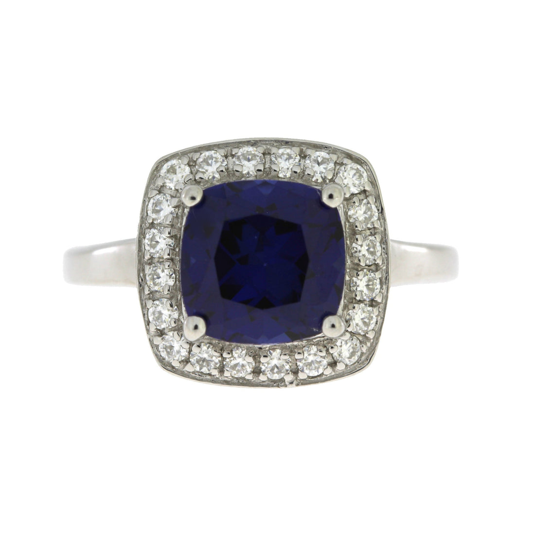 Created Sapphire Moissanite Ring Sterling Silver by Bids.com