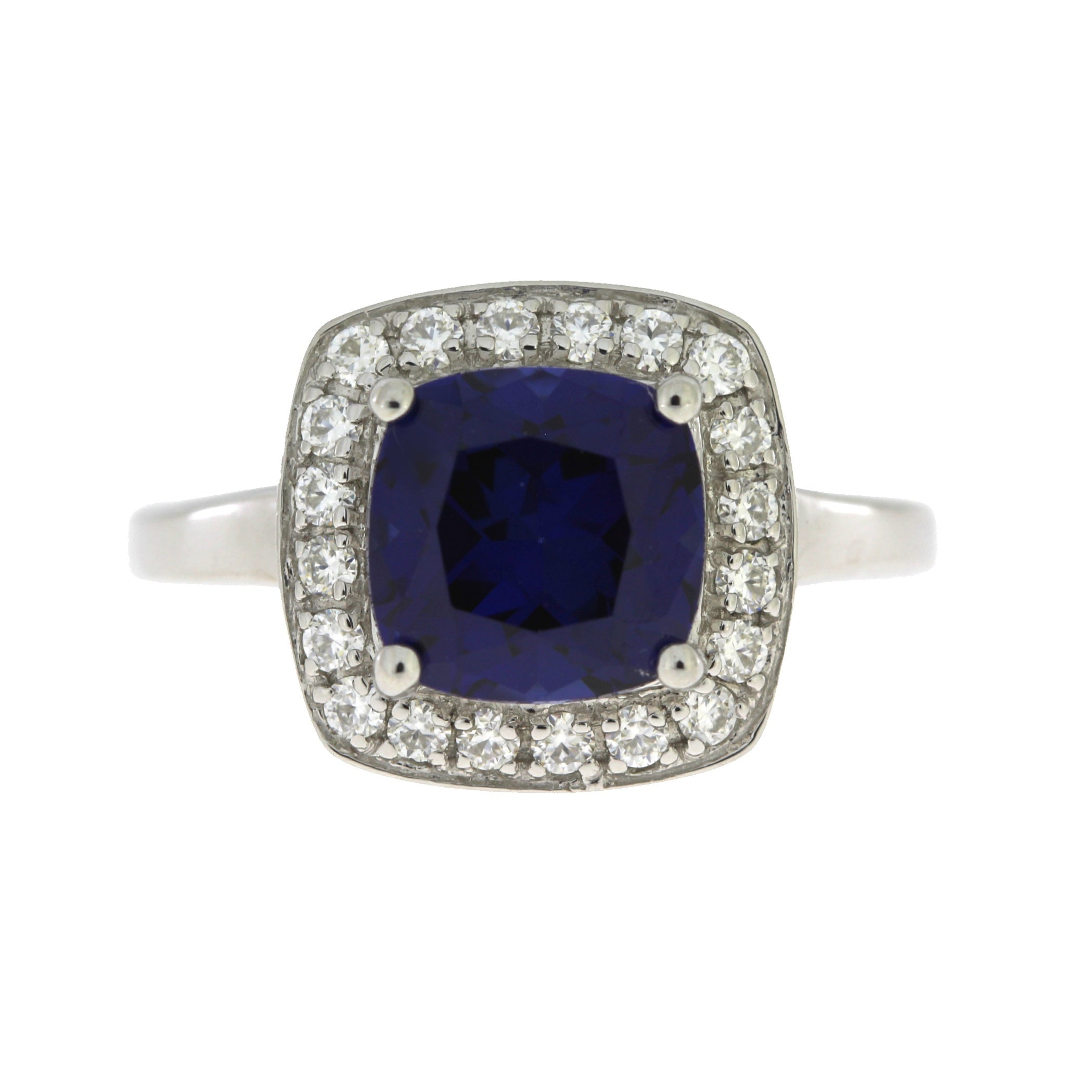 Created Sapphire Moissanite Ring Sterling Silver by Bids.com