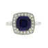 Created Sapphire Moissanite Ring Sterling Silver by Bids.com