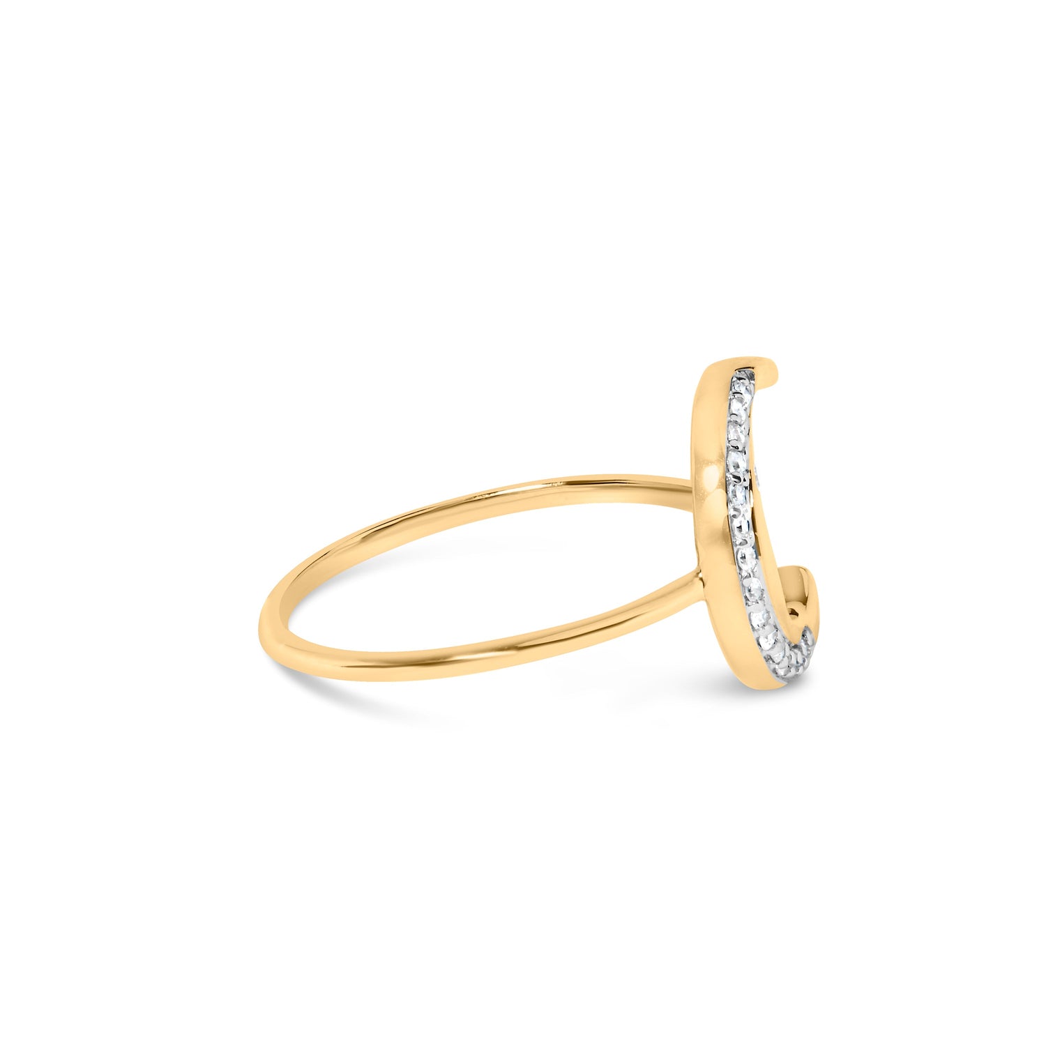 10K Yellow Gold 1/10 Cttw Diamond Crescent Moon Ring (I-J Color, I1-I2 Clarity) - Ring Size 6 by Bids.com