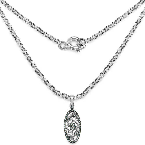 0.27 Carat Genuine Blue Diamond .925 Sterling Silver Pandent  DestGlow