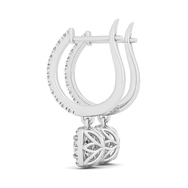 Cushion Shape Halo Style Diamond Drop Earrings in 14k White Gold (1/2 cttw) by Bids.com