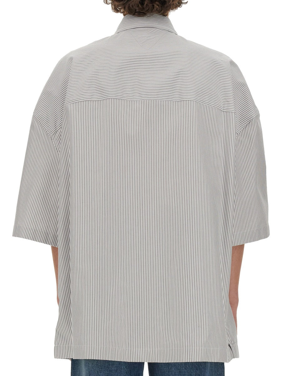 Bottega Veneta Men Striped Overshirt With "Bv" Embroidery by Luosophy
