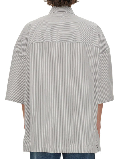 Bottega Veneta Men Striped Overshirt With "Bv" Embroidery by Luosophy